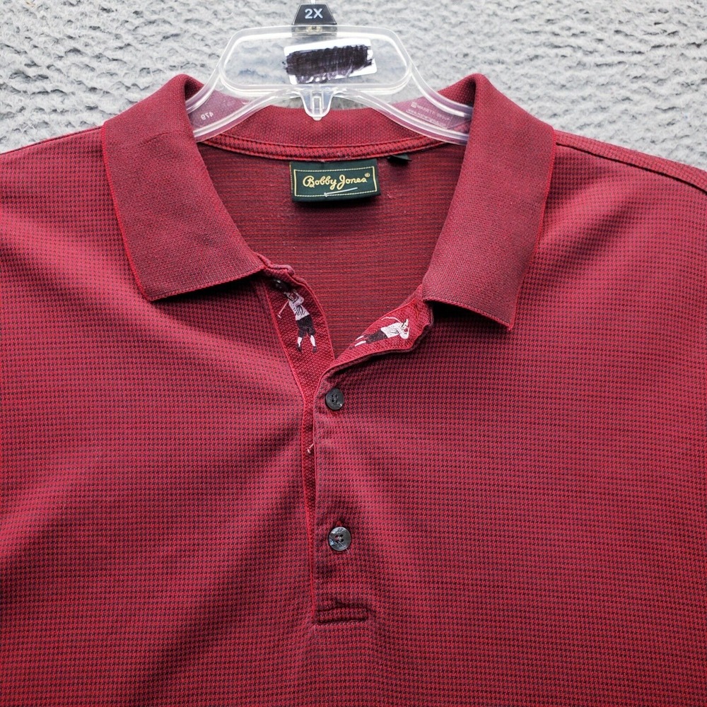 Bobby Jones Polo Shirt Mens Large Multi Houndstooth Short Sleeve High Low Slit - Picture 3 of 7